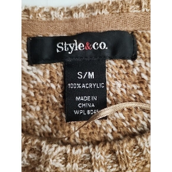 Style & Co Poncho Camel Tan & Ivory Fringed Small - Medium - Picture 2 of 10